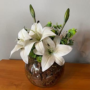 Imagem de Arranjo Centro de Mesa Lírio Branco Completo Artificial Pequeno