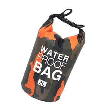 Imagem de YIJU Saco seco à prova d'água pequeno saco seco flutuante mantém a engrenagem saco seco bolsa de ombro em pvc 2l para natação praia vela caiaque, laranja