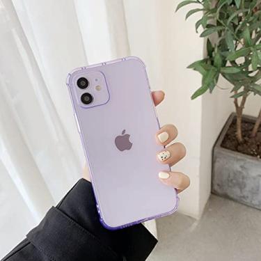 Imagem de Capas de telefone macias transparentes de cor doce para iPhone 12 Pro Max 11 Pro Max X XS XR 7 8 Plus 12mini tampa traseira, roxa, para iphone7Plus 8plus