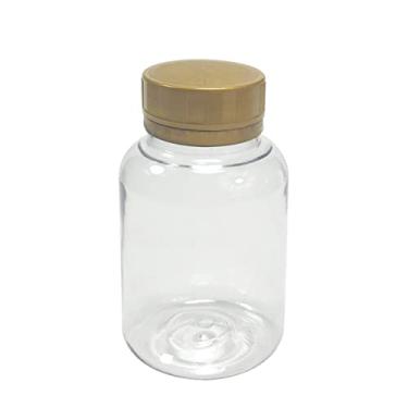 Imagem de POTE PARA CÁPSULAS PET 150ML COM TAMPA LACRE (20 PEÇAS) (Cristal C/Dourada)