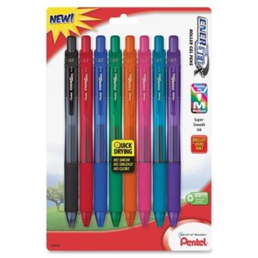 Imagem de Pentel Canetas De Gel, Retráteis, 7 Mm, 8/Pk, Barril/Tinta, Vendidas Como 1 Pacote Sortido