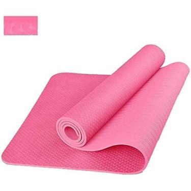 Imagem de Tapete de exercício Pilates Tapetes de ioga extra grossos 8mm com alça de transporte e bolsa sentados alongamento flexões academia em casa para homens mulheres tapetes de treino de fitness antiderrapantes, rosa claro, 183x61cm, colecionador8