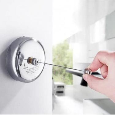 Imagem de Varal Retrátil Linear Redondo Inox, Areas Internas e Externas para Banheiro Lavanderia Hotel Invisível Ajustável Compacto 2,9Mts