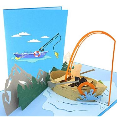 Imagem de PopLife Cartão de Dia dos Pais Pop Up 3D Viagem de Pesca - Feliz Aniversário, Presente de Barco, Aniversário, Cartão de Aposentadoria - para velejadores, marido, pai, filho, irmão, chefe, amigo, vovô