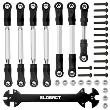 Imagem de GLOBACT Conjunto de tensores ajustáveis/elos de cambagem com extremidades de haste/chave para RC 1/10 Traxxas Slash 4X4/2WD peças de substituição pacote com 7