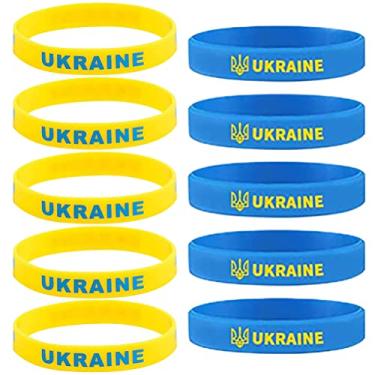 Imagem de SFNTION Pulseiras de silicone ucraniana, pulseiras de borracha ucraniana azul/amarelo bandeiras nacionais ucranianas pulseiras de silicone design com bandeira ucraniana pulseiras para homens mulheres