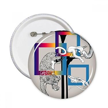 Imagem de Emblema de animal leopardo lagarto cobra padrão alfinetes redondos emblema de botão decoração acessório 5 peças