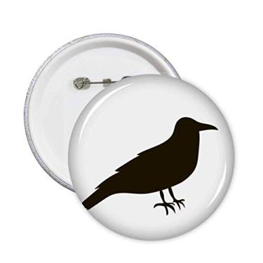 Imagem de Broche de desenho de corvo preto bonito com estampa de animal e botões, 5 peças