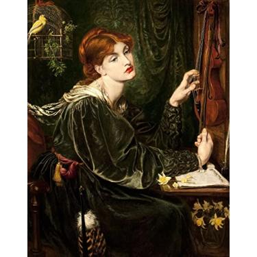 Imagem de Verônica Veronese Jovem em Devaneio Apaixonado Acaricia as Cordas de um Violino Pendurado na Parede Pintura de Dante Gabriel Rossetti Repro em Tela"canvas" ou Arte em Papel (Tela "Canvas", 55cm X 67cm)