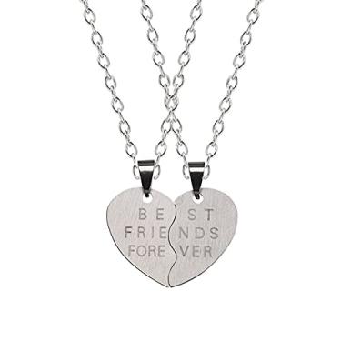 Imagem de CNBPIC Colar 2 Pces Coração Forma Pingente Titânio Aço Corrente Couro Corda Casal Joias Presente