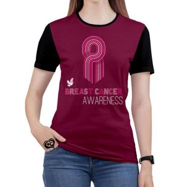 Imagem de Camiseta Outubro Rosa Plus Size Feminina Cancer Blusa Roxo - Alemark