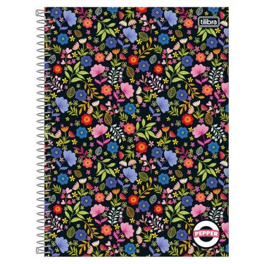 Imagem de Caderno espiral capa dura universitário 1x1 - 80 folhas - Pepper Flowers - Tilibra