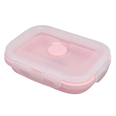 Imagem de Lancheira de Silicone, Seguro para Micro-ondas, Silicone, Leve, Dobrável, Recipiente para Armazenamento de Alimentos, Grau Alimentício, Amigável Ao Meio Ambiente para Salas de Aula (Rosa)