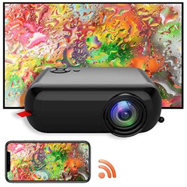 Imagem de Miniprojetor portátil, 1800 lúmens Full HD 1080P Home Theater Projetor de exibição de filme portátil Compatível com TV Stick PS4 HDMI VGA AV USB, Projetor de celular (Preto)
