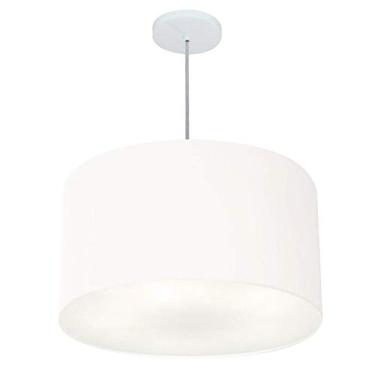 Imagem de Lustre Pendente Cilíndrico Cúpula Tecido 45x30 cm, Vivare Iluminação, Pendente4257 BR, Branco, Médio