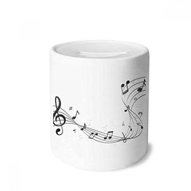 Imagem de DIYthinker Caixa de notas de música preta da Flappg, caixa de moedas de cerâmica, presente de cofrinho