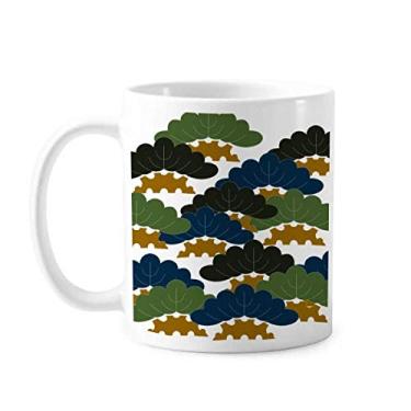 Imagem de Caneca de cerâmica com padrão abstrato tradicional de pinheiro chinês, copo de porcelana de café