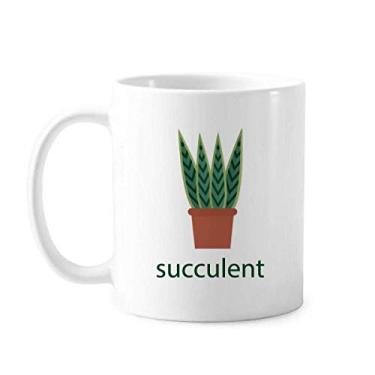 Imagem de Caneca verde de cerâmica de café e porcelana para suculentas de cacto em vaso