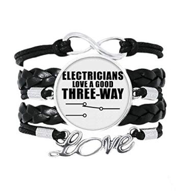 Imagem de OFFbb-USA Pulseira Personal Electric Switch Preferences Love Accessory Twisted Leather Knitting Rope Wristband Gift