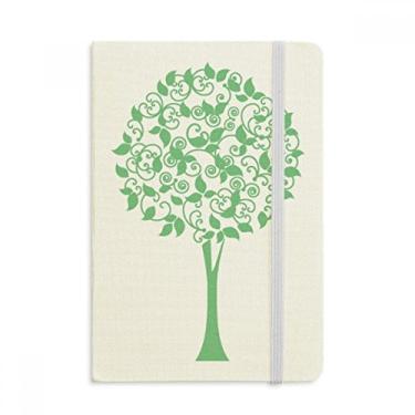 Imagem de Caderno de folhas de árvore redondas verdes em tecido capa dura para diário clássico A5