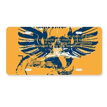 Imagem de DIYthinker Placa de carro azul laranja caveira asas grafite rua decoração carro acessório de aço inoxidável