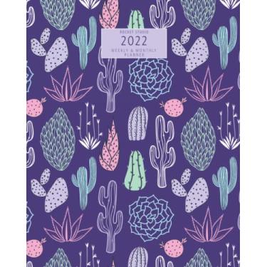 Imagem de 2022 Weekly & Monthly Planner: Purple Cactus Plant | Schedule & Daily Organizer Diary | Large A4 Size