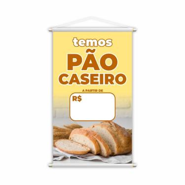 Imagem de Banner Temos Pão Caseiro Padaria Preço Fundo Branco 80x50cm
