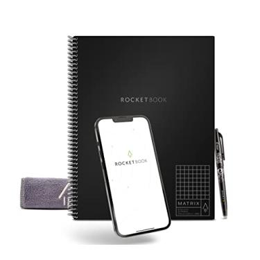 Imagem de Rocketbook Caderno Matrix Graph – Caderno ecológico reutilizável com 1 caneta Pilot Frixion e 1 pano de microfibra incluído – Preto, tamanho carta (21,5 x 28 cm) (MTX-L-K-A)