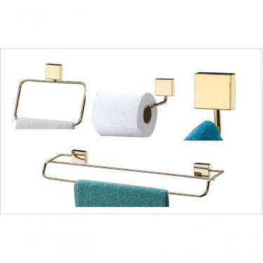 Imagem de Kit Banheiro Lavabo 4 Peças Dourado Future