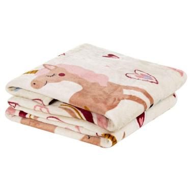 Imagem de Cobertor Fantasy Solteiro Infantil Mantinha Flannel Estampada - Unicórnio
