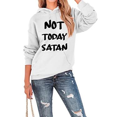 Imagem de Moletom feminino com frases engraçadas manga longa vintage religioso com capuz casual solto pulôver top streetwear moletom feminino com capuz