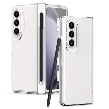 Imagem de LXURY Capa à prova de choque para Samsung Galaxy Z Fold 5, cobertura total antiqueda capa com caneta Stylus e dobradiça de proteção de câmera de tela, capa para PC, transparente, Z Fold 5 de 7,6 polegadas