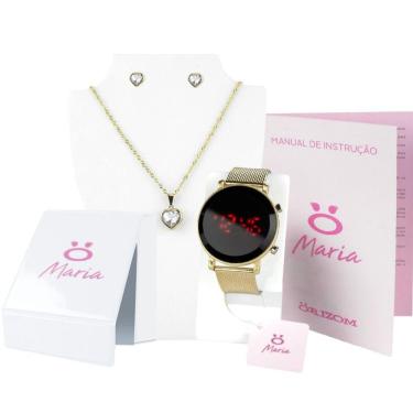 Imagem de Kit relógio feminino pulseira silicone digital led premium