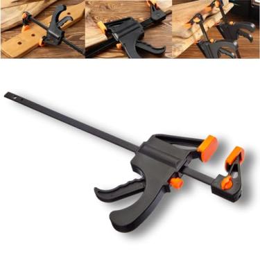 Imagem de Grampo Sargento Aperto Rápido P/Marceneiro Quick-Grip 150x45x265mm P/Fixação de Peças Móveis Madeira e Compensados Pressão Reforçado Marcenaria Alicate Multiuso Presilha Garra Pinça 265mm