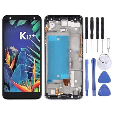 Imagem de YUNCHAO Acessórios telefônicos Tela TFT LCD para LG K40 LMX420 / X4 2019 / K12 Plus, SIM único com o Digitalizer Full Assembly com quadro (preto) Substituição do telefone celular