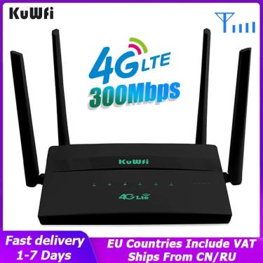 Imagem de KuWFi 4G Wifi Router 300Mbps Wireless SIM Router com cartão SIM Slot Modem Suporte 32 Usuário Wifi