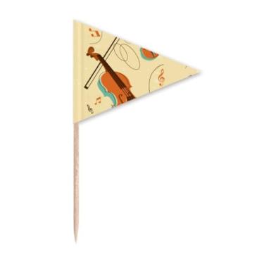 Imagem de Violino Instrumentos de Música Padrão Palito Triângulo Cupcake Toppers Bandeira