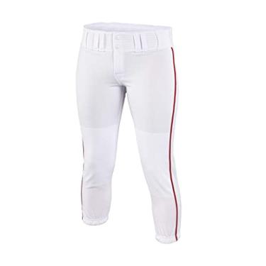 Imagem de Calça de softbol Easton PRO | 2021 | Feminina | Com cano | Passadores de cinto estilo profissional, White/Red, XX-Large