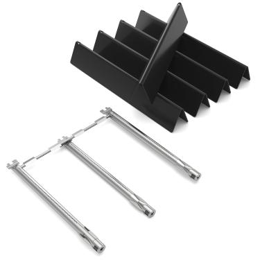 Imagem de Rushare 7636 barras aromatizadoras e queimador de grelha 69787 para Weber Spirit and Spirit II Série 300 E310 E320 E330 S310 S320 S330 68950 com controle frontal, peças de churrasqueira placa de calor