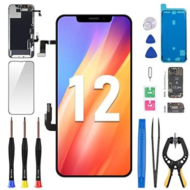 Imagem de BESJMYT Substituição de tela para iPhone 12/12 Pro 6,1 polegadas com sensor de proximidade de alto-falante auricular 12Pro 3D Touch LCD Display digitalizador conjunto completo kits de reparo de fone
