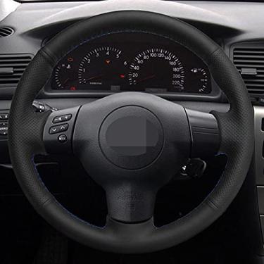 Imagem de TPHJRM Capa de volante de carro couro artificial costurado à mão, apto para Toyota Corolla 2004-2006 Caldina 2002-2007 RAV4 2005