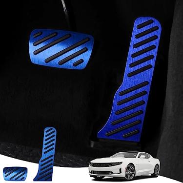 Imagem de YOFAMO Capa de pedal de freio a gás de liga de alumínio para Chevy Camaro 2016 2017 2018 2019 2020 2021 2022 2023 sem perfuração capas de freio e acelerador de alumínio antiderrapante acessórios