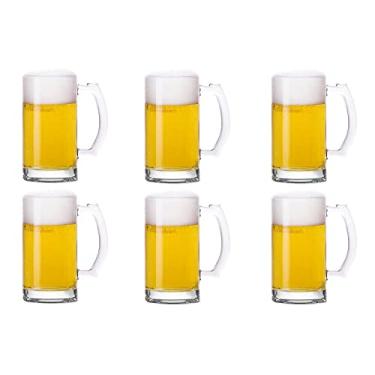 Imagem de TUSAPAM Conjunto de Canecas de Cerveja de Vidro de 473 ml com Alça, Copos de Cerveja para Freezer, Caneca Tradicional para Bar, Álcool, Bebidas, Café