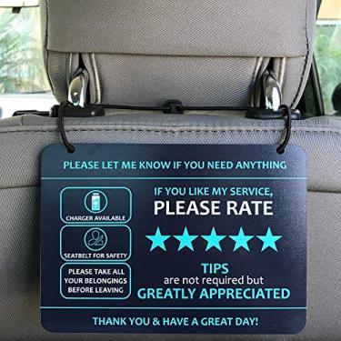Imagem de Nebudo Compatível com Lyft Uber (pacote com 2) Ponteiras Classificação Apreciated Rideshare Acessórios – 17.8 cm x 12.7 cm – Placa de apoio de cabeça de acrílico interior – Rate Me Tip Não Fumar para