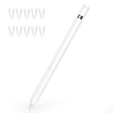 Imagem de Joosko Compatível com Apple Pencil 1ª geração, capa de silicone antiderrapante, [com 10 capas de ponta de silicone] para Apple Pencil 1ª geração (branca)