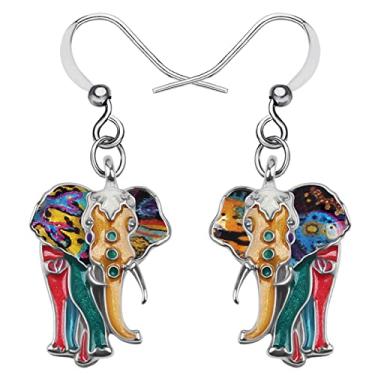 Imagem de DALANE Brincos de elefante com pingente de liga de esmalte, joias de animais, presentes para mulheres, meninas, acessórios, 21mm x 16mm, Zinco, Sem pedra preciosa