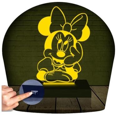 Imagem de Luminária Led 3d | Minnie Mickey Disney | Abajur Amarelo
