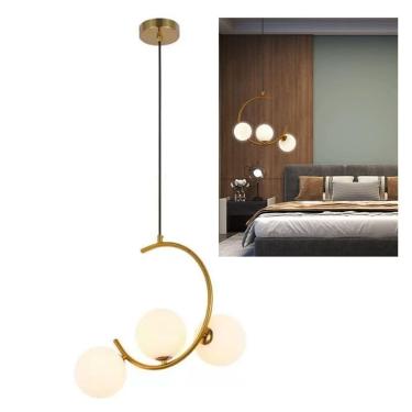 Imagem de Lustre Pendente Meia Lua Luminaria Enfeite Luxo Decorativo Cozinha Sala Quarto Recepçao...