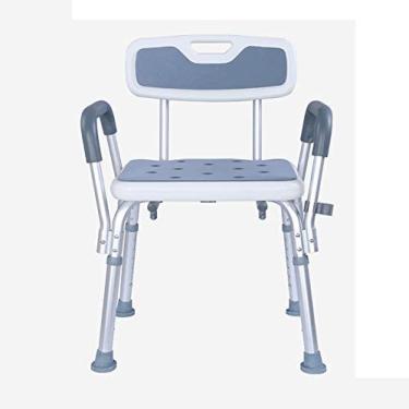 Imagem de Cadeiras de banho para idosos com braços e banco de chuveiro traseiro, auxiliares de chuveiro para deficientes e adultos, assentos de chuveiro antiderrapante assento de chuveiro com altura a