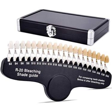 Imagem de Modelo de guia de sombra para dentes dentais de 20 cores, gráfico de rastreamento de branqueamento de dentes profissional 3D Cor do dente Comparar materiais Ferramentas de dentista para cuid